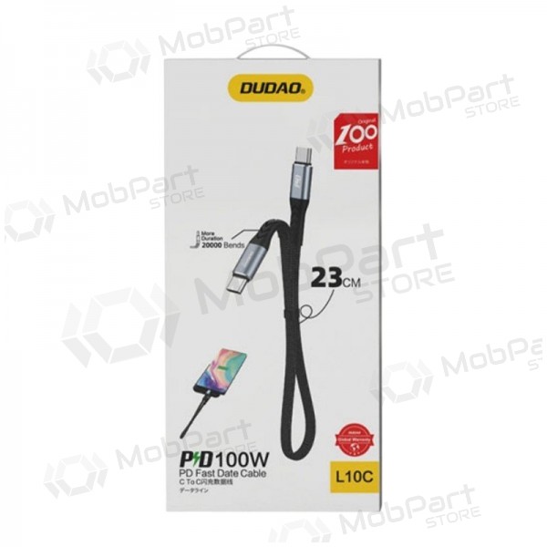 USB-C kaabel Dudao L10C USB-C kuni USB-C 0,23 m 100 W must