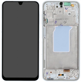 Ekranas Samsung A266 A26 5G su lietimui jautriu stikliuku ja rėmeliu White originaalne (service pack)