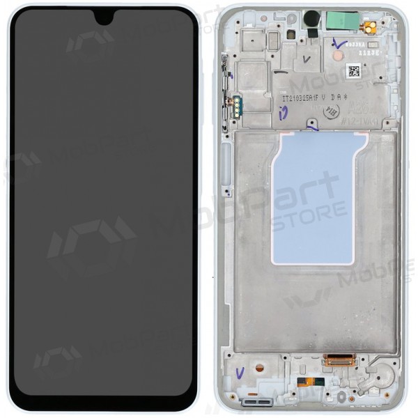 Ekranas Samsung A266 A26 5G su lietimui jautriu stikliuku ja rėmeliu White originaalne (service pack)
