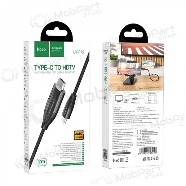 Kaabel Hoco UA16 Type-C to HDMI 2.0m hall
