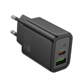 Telefoni laadija Hoco N63 30 W GaN USB-C + USB-A must