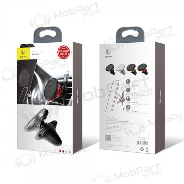 Telefono laikiklis Baseus Magnetic Air Vent With Cable Clip mustad SUGX020001