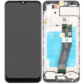 Samsung Galaxy A03s ekraan (mustad) (koos raamiga) (originaalne)