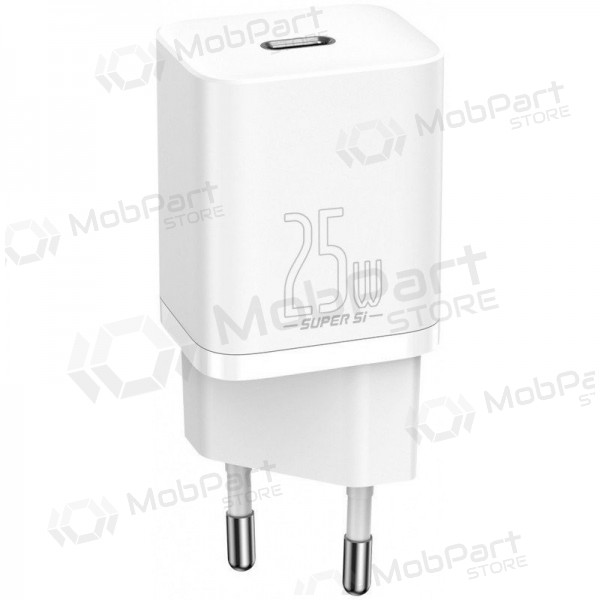 Laadija buitinis Baseus Super Si 25W + Type-C 1.0m valged TZCCSUP-L02
