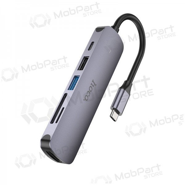 USB-C adapter Hoco HB28 USB-C kuni HDMI + USB 3.0 + USB 2.0 + SD + TF + PD hall