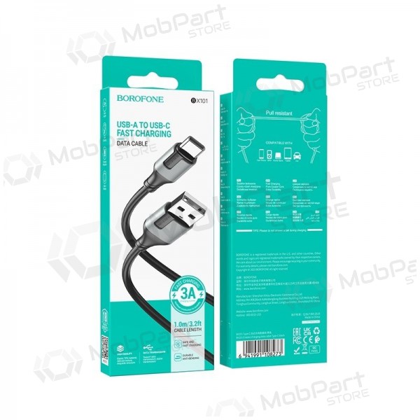 USB kaabel Borofone BX101 USB-A to USB-C 1.0m mustad