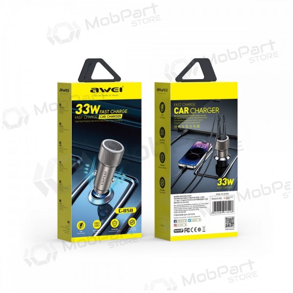 Autolaadija Awei C-858 33W 2xUSB-C mustad