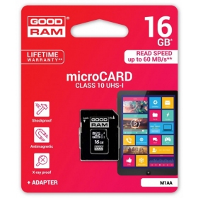 Mälukaart GOODRAM MicroSD 16Gb (class 10) + SD adapter