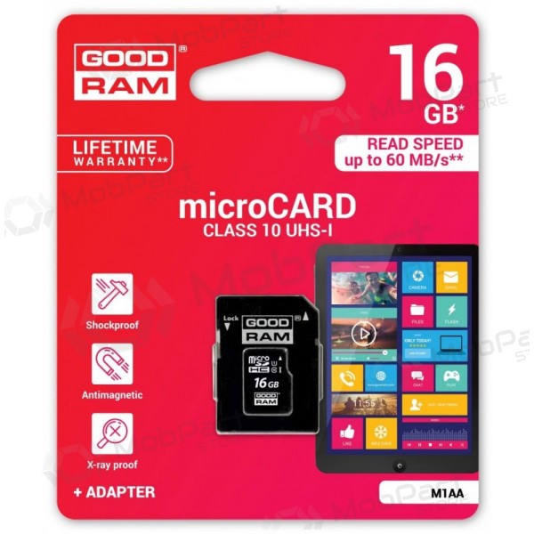 Mälukaart GOODRAM MicroSD 16Gb (class 10) + SD adapter