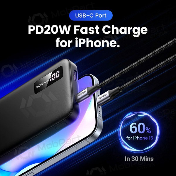 Väline patarei / aku Power Bank Ugreen PB311 20W 10000mAh (25742) must Väline patarei / aku Power Bank Ugreen PB311 20W 10000mAh (25742) must