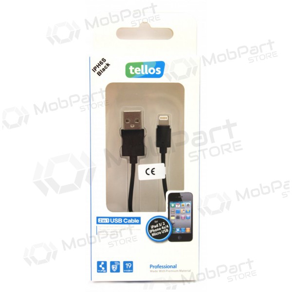 USB kaabel Tellos Professional Lightning (mustad) 1.0m