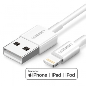 USB kaabel Ugreen US155 MFi USB to Lightning 2.4A 2.0m valged