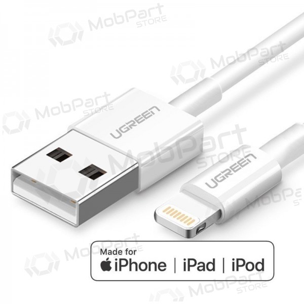 USB kaabel Ugreen US155 MFi USB to Lightning 2.4A 2.0m valged