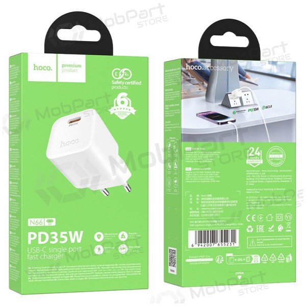 Telefoni laadija Hoco N66 35 W GaN USB-C valge