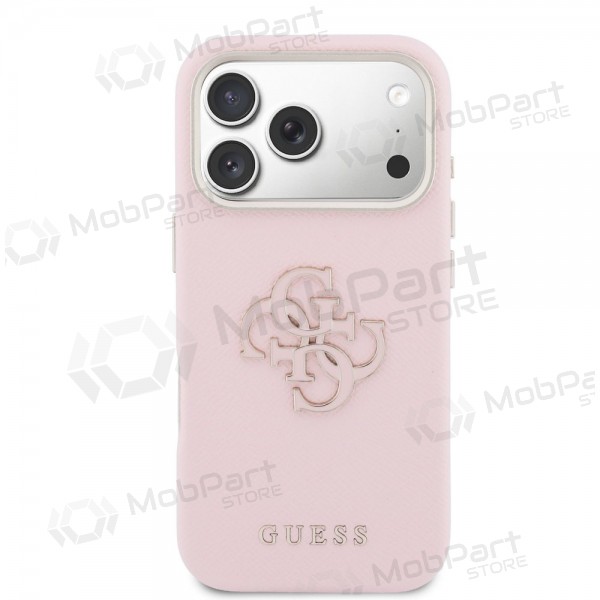 Apple iPhone 17 Pro Max ümbris - Guess PU Grained 4G Resin Metal Logo (roosa)
