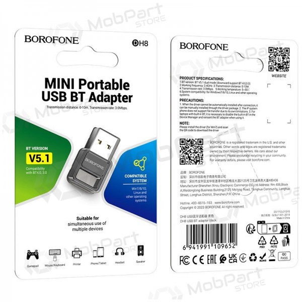Bluetooth adapter Borofone DH8 Bluetooth 5.1 mustad