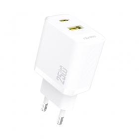 Telefoni laadija Dudao A26T 25 W GaN USB-C + USB-A valge