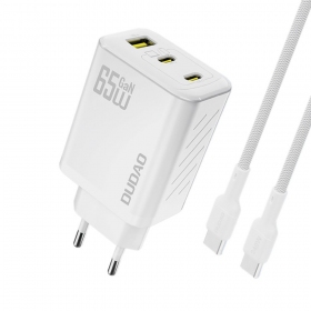 Telefoni laadija Dudao A28PC 45 W GaN 2x USB-C koos USB-C kaabliga 1 m must
