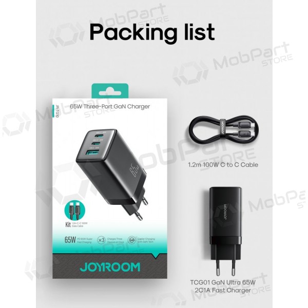 Telefoni laadija Hoco N66 35 W GaN USB-C + USB-A Lightning kaabliga 1 m valge