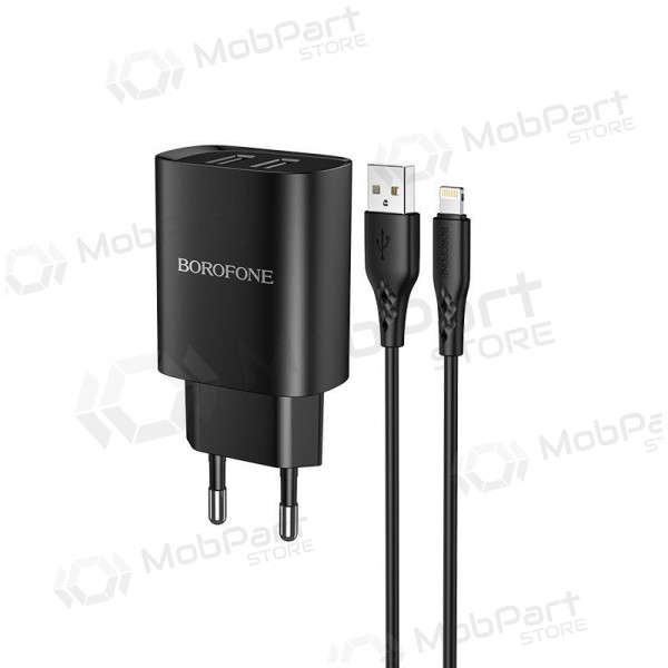 Laadija Borofone BN2 2xUSB 2.1A + Lightning (mustad)