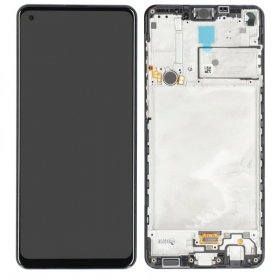 Ekranas Samsung A217F A21s su lietimui jautriu stikliuku ja rėmeliu Black originaalne