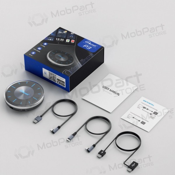 Juodas juhtmevaba CarPlay / Android Auto adapter Ottocast OttoAiBox P3 PCS46