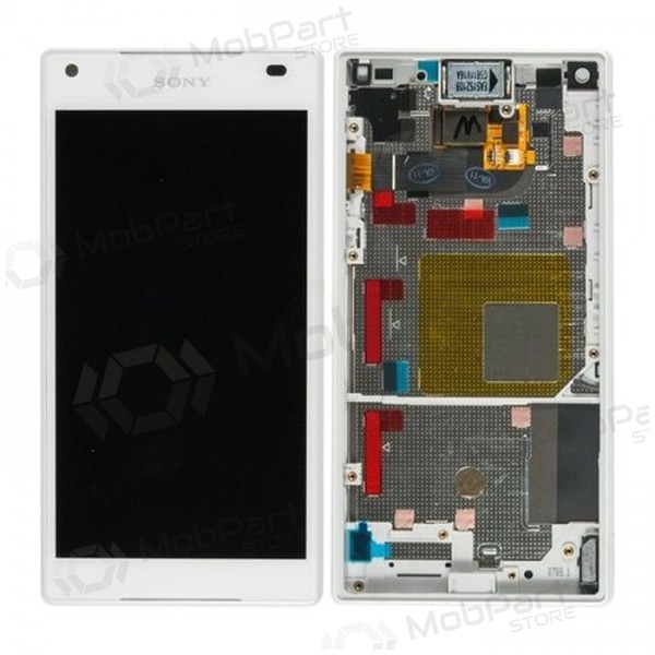 Sony E5803 / E5823 Xperia Z5 Compact ekraan (valged) (koos raamiga) (kasutatud grade B, originaalne)