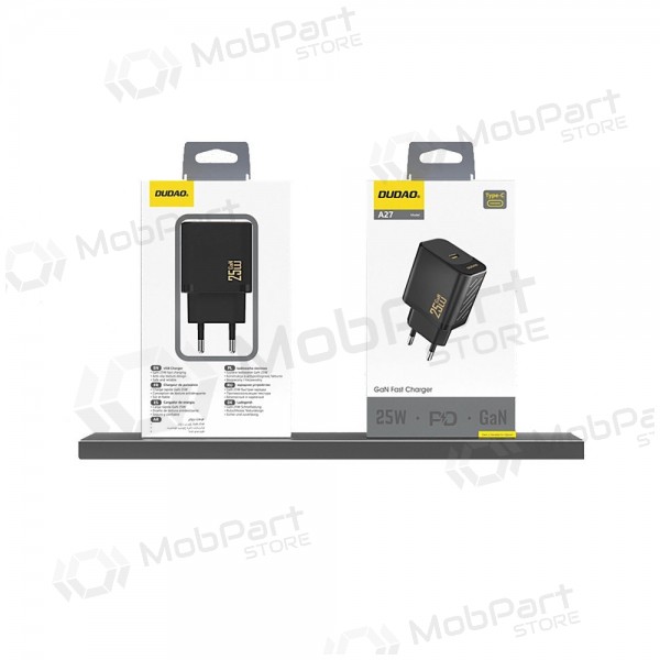Telefoni laadija Dudao A27 25 W GaN USB-C must