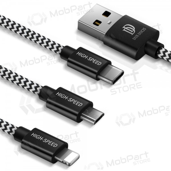 Usb kaabel Dux Ducis K-ONE 3in1 microUSB-Lightning-Type-C fastcharging 1.2m