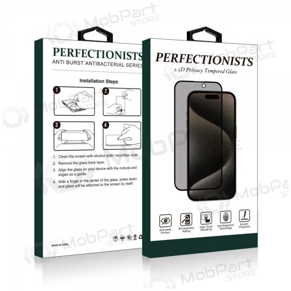 LCD apsauginis stikliukas 2.5D Privacy Perfectionists Apple iPhone 16e mustad