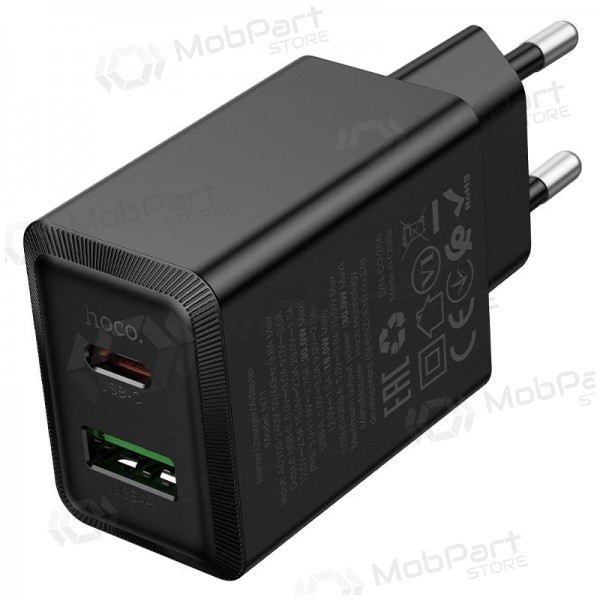 Telefonilaadija Hoco N71 30 W GaN USB-C + USB-A must