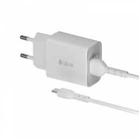 Laadija Devia Smart x 2 USB (2.4A) + MicroUSB, (valged)