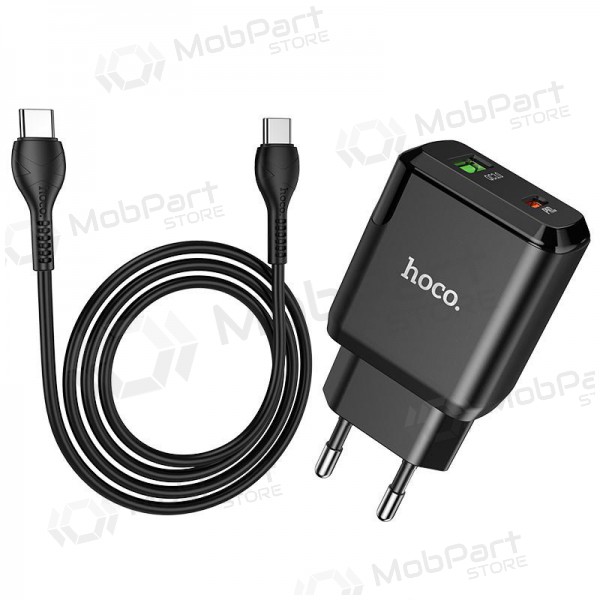 Laadija Hoco N5 USB Quick Charge 3.0 + PD 20W (3.1A) + Type-C-Type-C (mustad)