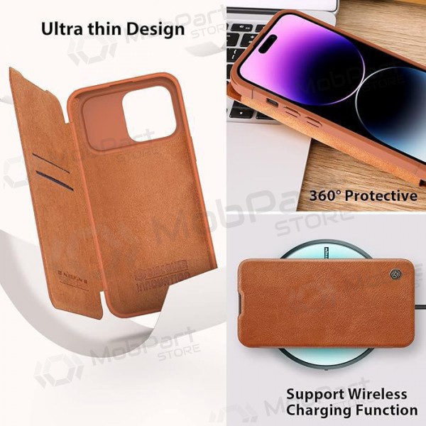 Apple iPhone 14 Pro ümbris „Nillkin Leather“ (pruun) Apple iPhone 14 Pro ümbris „Nillkin Leather“ (pruun)