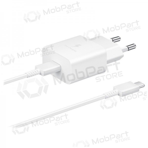 Laadija originaalne Samsung EP-T1510XWEGEU 15W + kaabel Type-C 1m pakendis valged