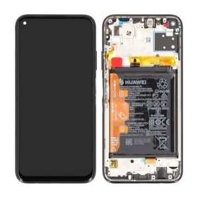 Huawei P40 Lite ekraan (mustad) (koos raamiga ja patarei / aku) (service pack) (originaalne)