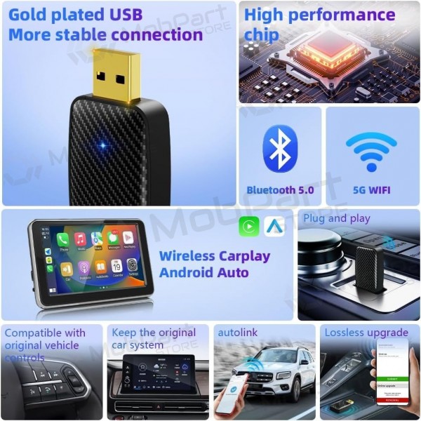 Juhtmeta CarPlay/Android Auto adapter Reach U4 mustad