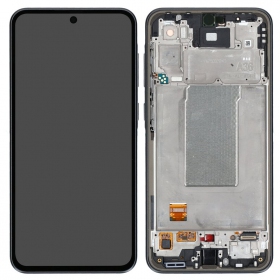 Ekranas Samsung A366 A36 5G su lietimui jautriu stikliuku ja rėmeliu originaalne Black (service pack)