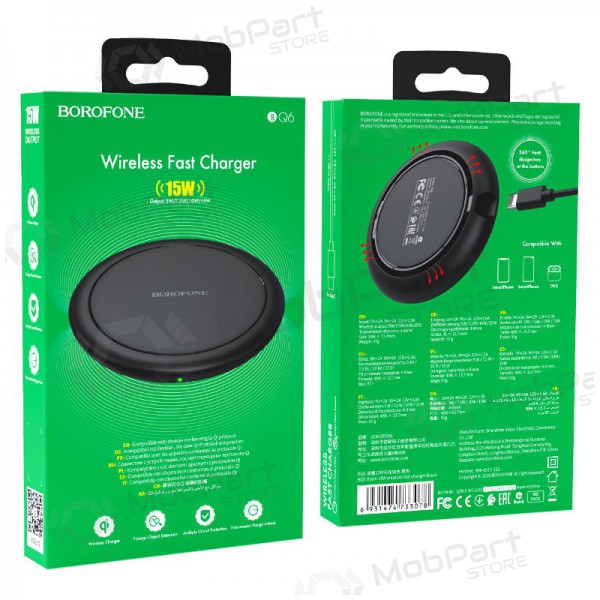 Laadija juhtmeta Borofone BQ6 QC3.0 (15W) (mustad)