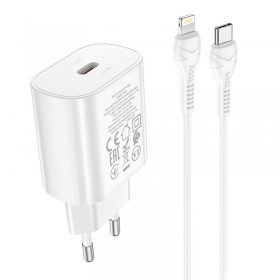 Hoco N22 25 W USB-C telefonilaadija koos Lightning kaabliga 1 m valge