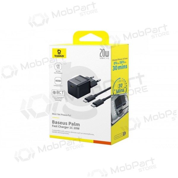 Laadija Baseus Palm 20W USB-C + USB-C to USB-C cable 1.0m mustad P10111602113-01