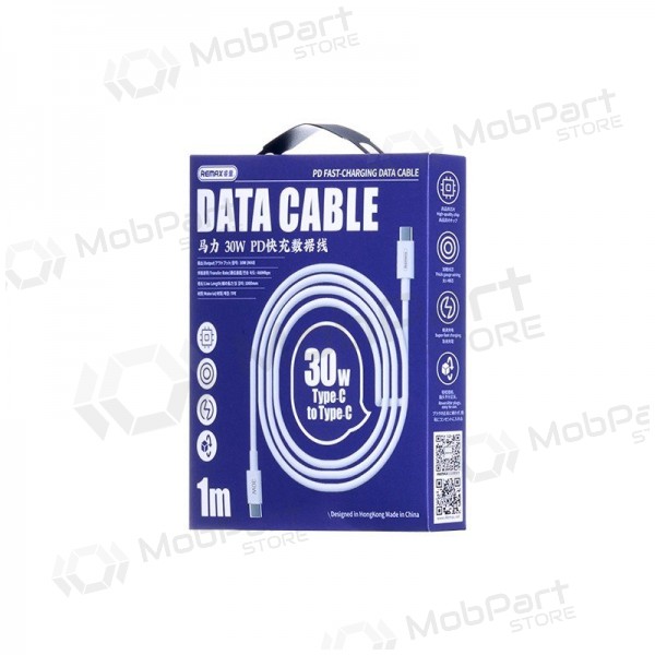 USB kaabel Remax RC-C021 USB-C to USB-C 30W 2.0m valged