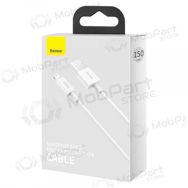 USB kaabel Baseus Superior Lightning 2.4A 1.5m (valged) CALYS-B02