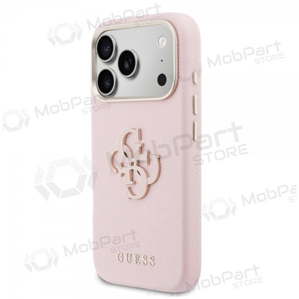 Apple iPhone 17 Pro Max ümbris - Guess PU Grained 4G Resin Metal Logo (roosa)