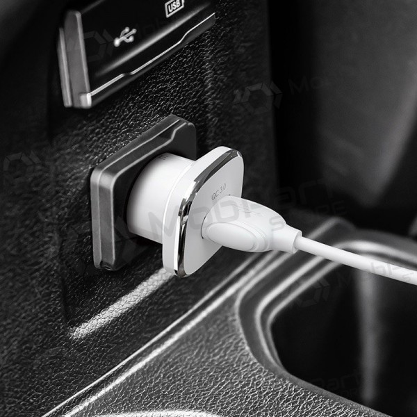 Laadija automobilinis Borofone BZ12A Quick Charge 3.0 + Type-C (valged)