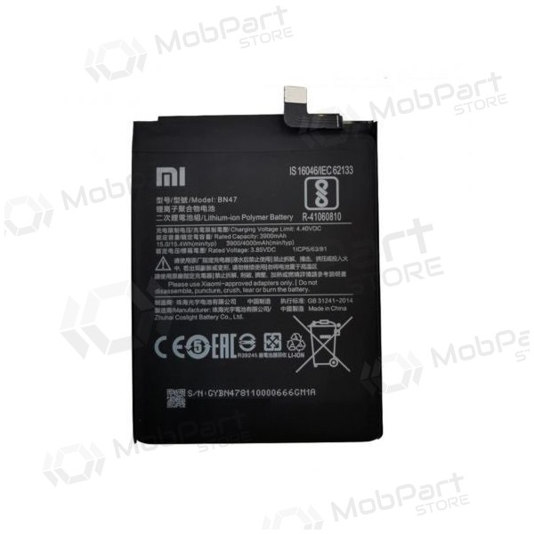 Xiaomi Mi A2 Lite / Redmi 6 Pro patarei / aku, akumuliatorius (BN47) (originaalne) Xiaomi Mi A2 Lite / Redmi 6 Pro patarei / aku, akumuliatorius (BN47) (originaalne)