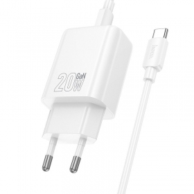 Telefoni laadija Hoco N60 GaN USB-C koos USB-C kaabliga 1 m valge