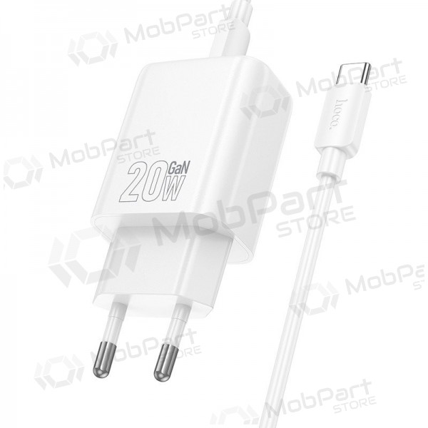 Telefoni laadija Hoco N60 GaN USB-C koos USB-C kaabliga 1 m valge