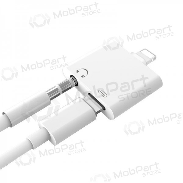 Adapter ADP15 iš Lightning į Lightning + 3,5mm (valged)