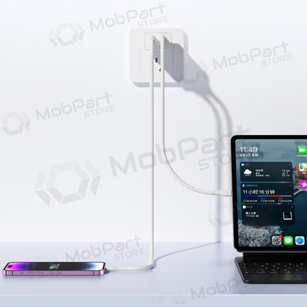 Laadija Awei C15L-EU 2xUSB-A 10W + USB to Lightning cable valged